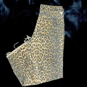 Zara TRFCollection Leopard Wide Leg Jeans SIZE 2